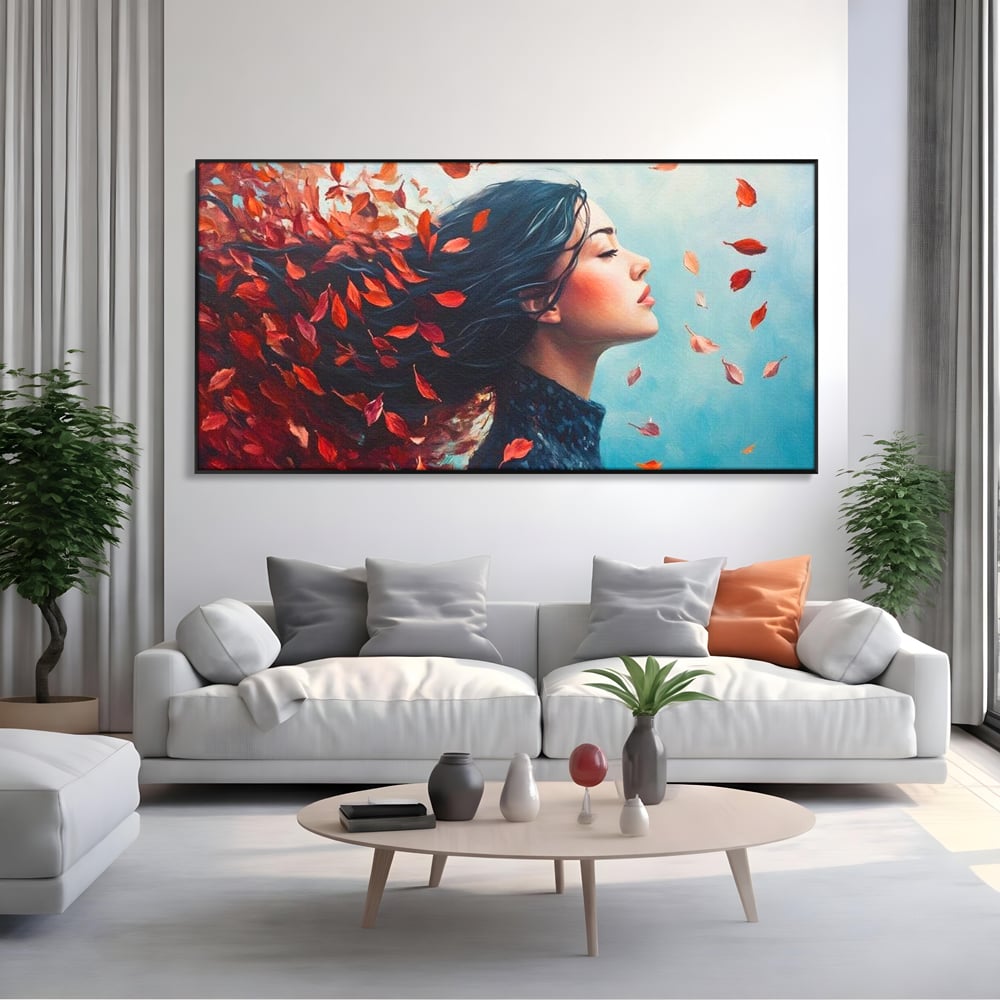 Tablou Canvas Premium, LuxCanva® G1171, Vantul Gandurilor, Ruginiu, Frunze, Clipa, Liniste, Respiratie, Toamna, Serenitate, Poetic, Vant, Introspectie, Zbor, Meditatie, Birou, Living, Dormitor