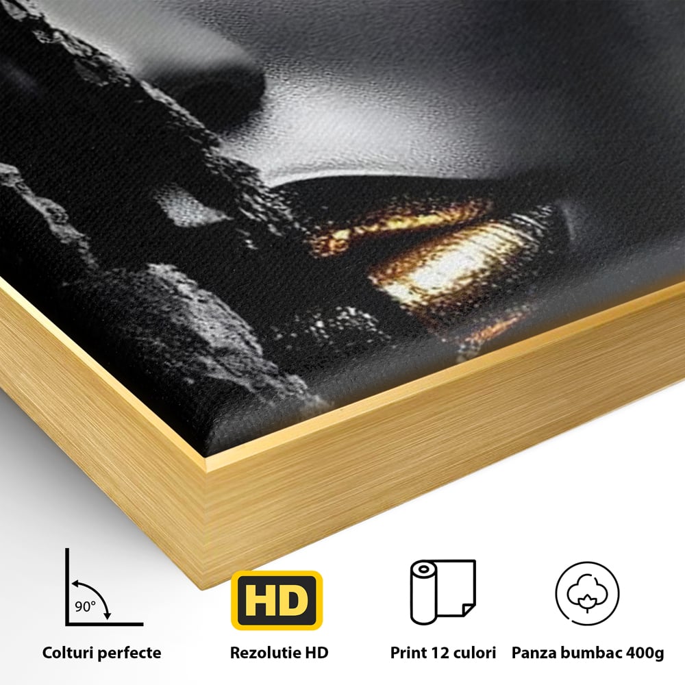 Tablou Canvas Premium, LuxCanva® G1172, Femeia din Abis, Aur, Umbra, Intunecat, Zeitate, Regina, Obscur, Alchimie, Suflet, Ochi, Masca, Tacere, Divinitate, Fashion, Arta, Birou, Living, Dormitor