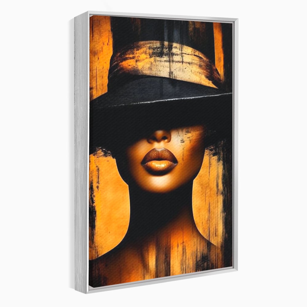 Tablou Canvas Premium, LuxCanva® G1175, Pasiune Mascata, Umbra, Negru, Auriu, Catifea, Eleganta, Dramatism, Vizual, Senzualitate, Lux, Buze, Revista, Salon, Birou, Living, Dormitor