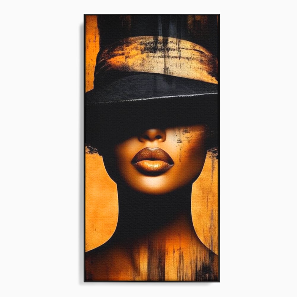 Tablou Canvas Premium, LuxCanva® G1175, Pasiune Mascata, Umbra, Negru, Auriu, Catifea, Eleganta, Dramatism, Vizual, Senzualitate, Lux, Buze, Revista, Salon, Birou, Living, Dormitor