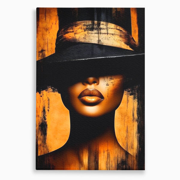 Tablou Canvas Premium, LuxCanva® G1175, Pasiune Mascata, Umbra, Negru, Auriu, Catifea, Eleganta, Dramatism, Vizual, Senzualitate, Lux, Buze, Revista, Salon, Birou, Living, Dormitor