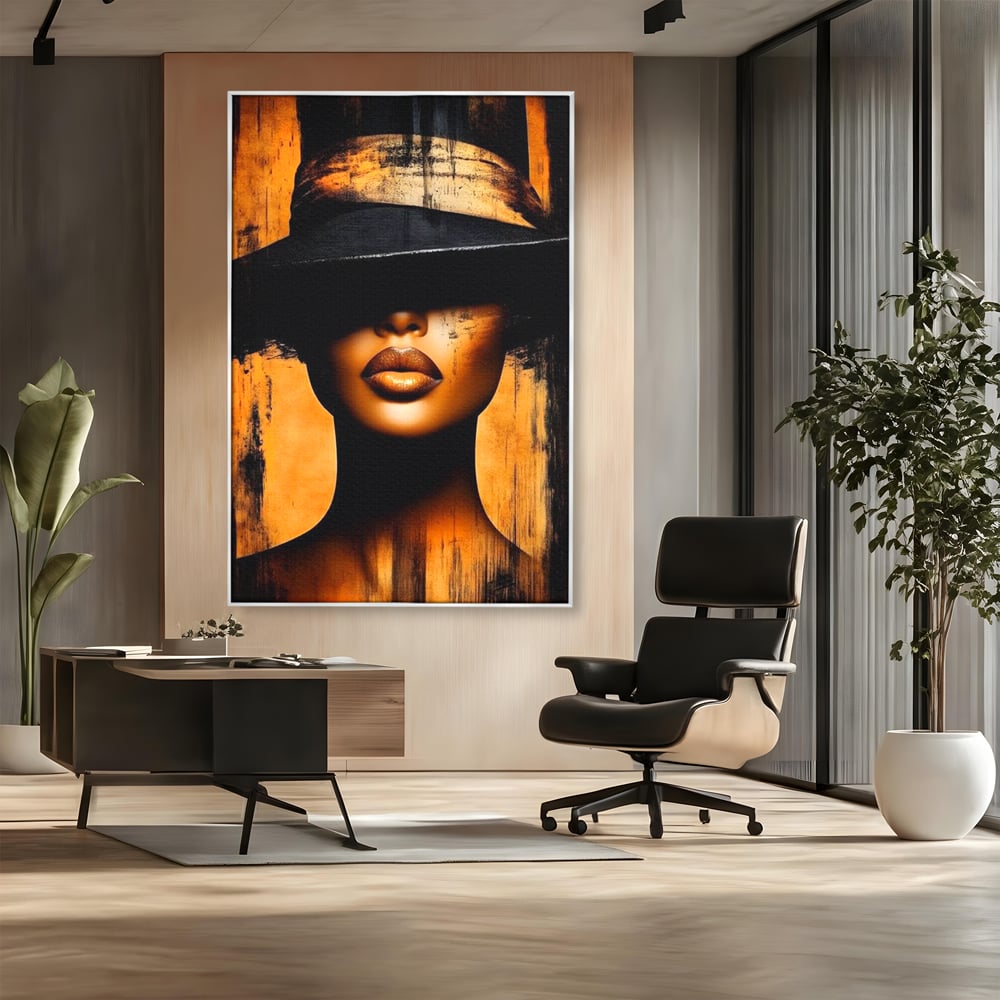 Tablou Canvas Premium, LuxCanva® G1175, Pasiune Mascata, Umbra, Negru, Auriu, Catifea, Eleganta, Dramatism, Vizual, Senzualitate, Lux, Buze, Revista, Salon, Birou, Living, Dormitor