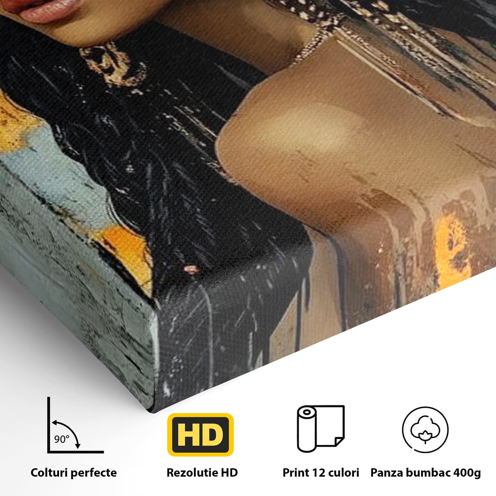 Tablou Canvas Premium, LuxCanva® G1176, Petale in Parul Noptii, Printesa, Amurg, Oriental, Privire, Rafinament, Texturat, Mister, Roz, Gri, Senzualitate, Umbra, Birou, Living, Dormitor