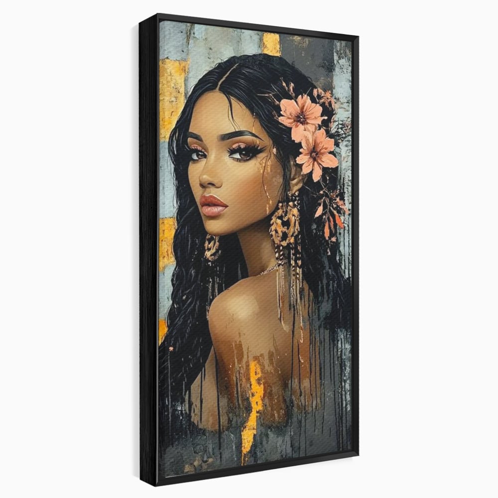 Tablou Canvas Premium, LuxCanva® G1176, Petale in Parul Noptii, Printesa, Amurg, Oriental, Privire, Rafinament, Texturat, Mister, Roz, Gri, Senzualitate, Umbra, Birou, Living, Dormitor
