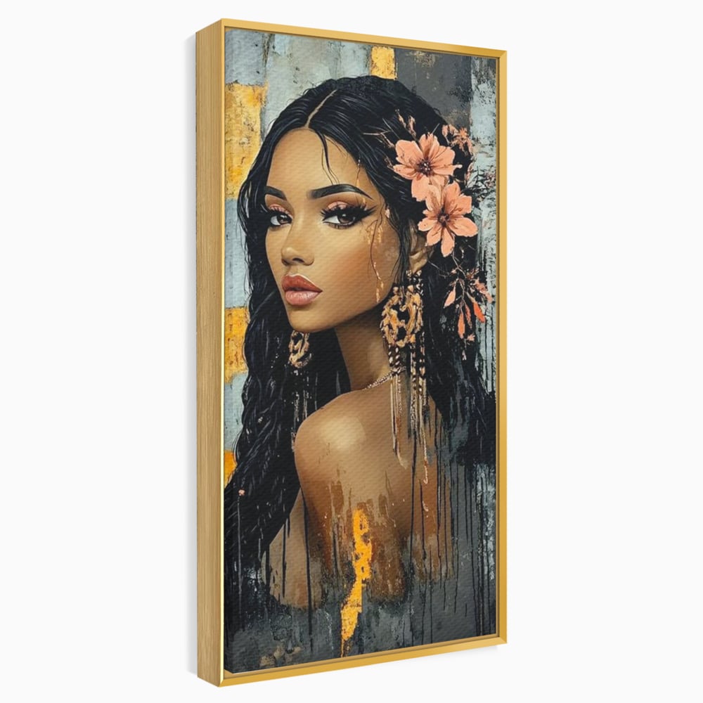 Tablou Canvas Premium, LuxCanva® G1176, Petale in Parul Noptii, Printesa, Amurg, Oriental, Privire, Rafinament, Texturat, Mister, Roz, Gri, Senzualitate, Umbra, Birou, Living, Dormitor