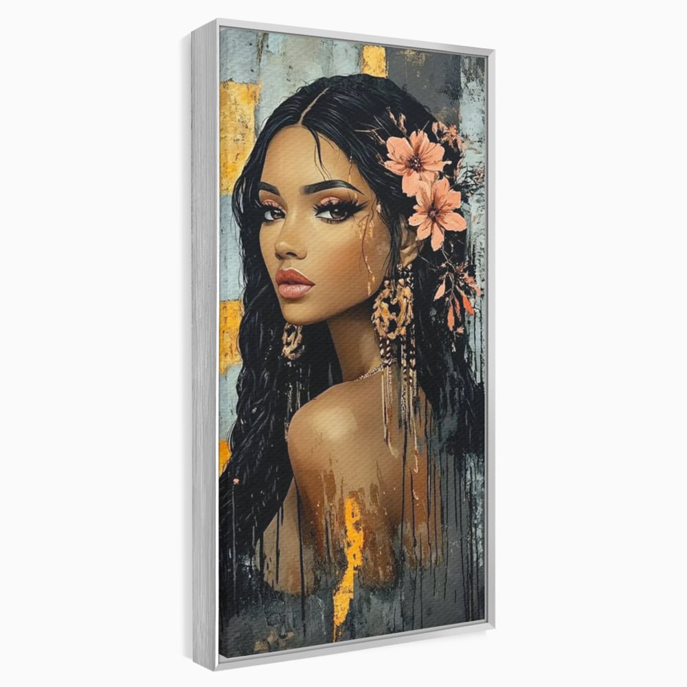 Tablou Canvas Premium, LuxCanva® G1176, Petale in Parul Noptii, Printesa, Amurg, Oriental, Privire, Rafinament, Texturat, Mister, Roz, Gri, Senzualitate, Umbra, Birou, Living, Dormitor
