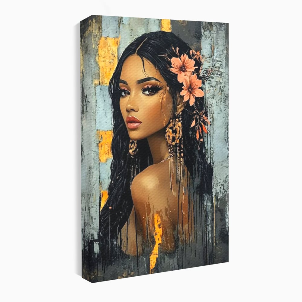 Tablou Canvas Premium, LuxCanva® G1176, Petale in Parul Noptii, Printesa, Amurg, Oriental, Privire, Rafinament, Texturat, Mister, Roz, Gri, Senzualitate, Umbra, Birou, Living, Dormitor
