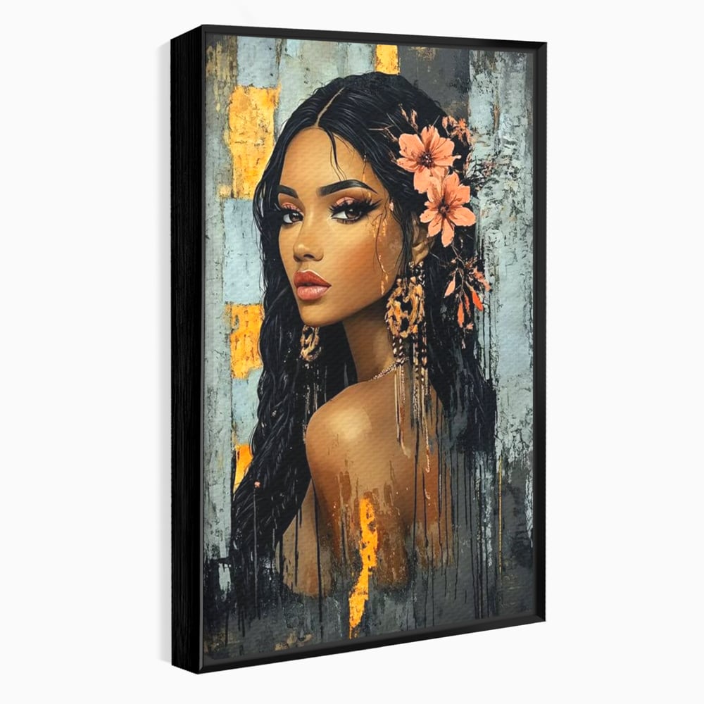 Tablou Canvas Premium, LuxCanva® G1176, Petale in Parul Noptii, Printesa, Amurg, Oriental, Privire, Rafinament, Texturat, Mister, Roz, Gri, Senzualitate, Umbra, Birou, Living, Dormitor
