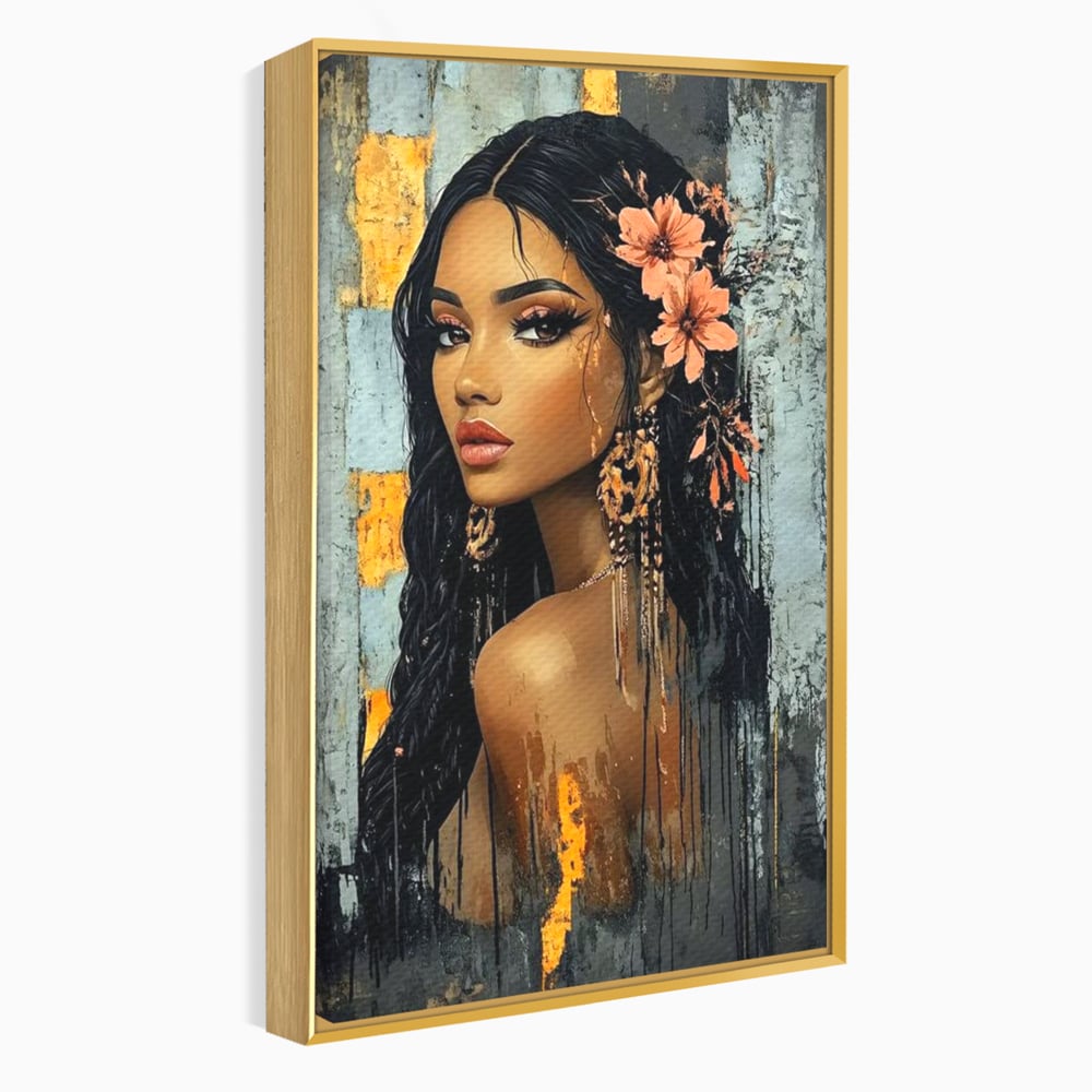 Tablou Canvas Premium, LuxCanva® G1176, Petale in Parul Noptii, Printesa, Amurg, Oriental, Privire, Rafinament, Texturat, Mister, Roz, Gri, Senzualitate, Umbra, Birou, Living, Dormitor