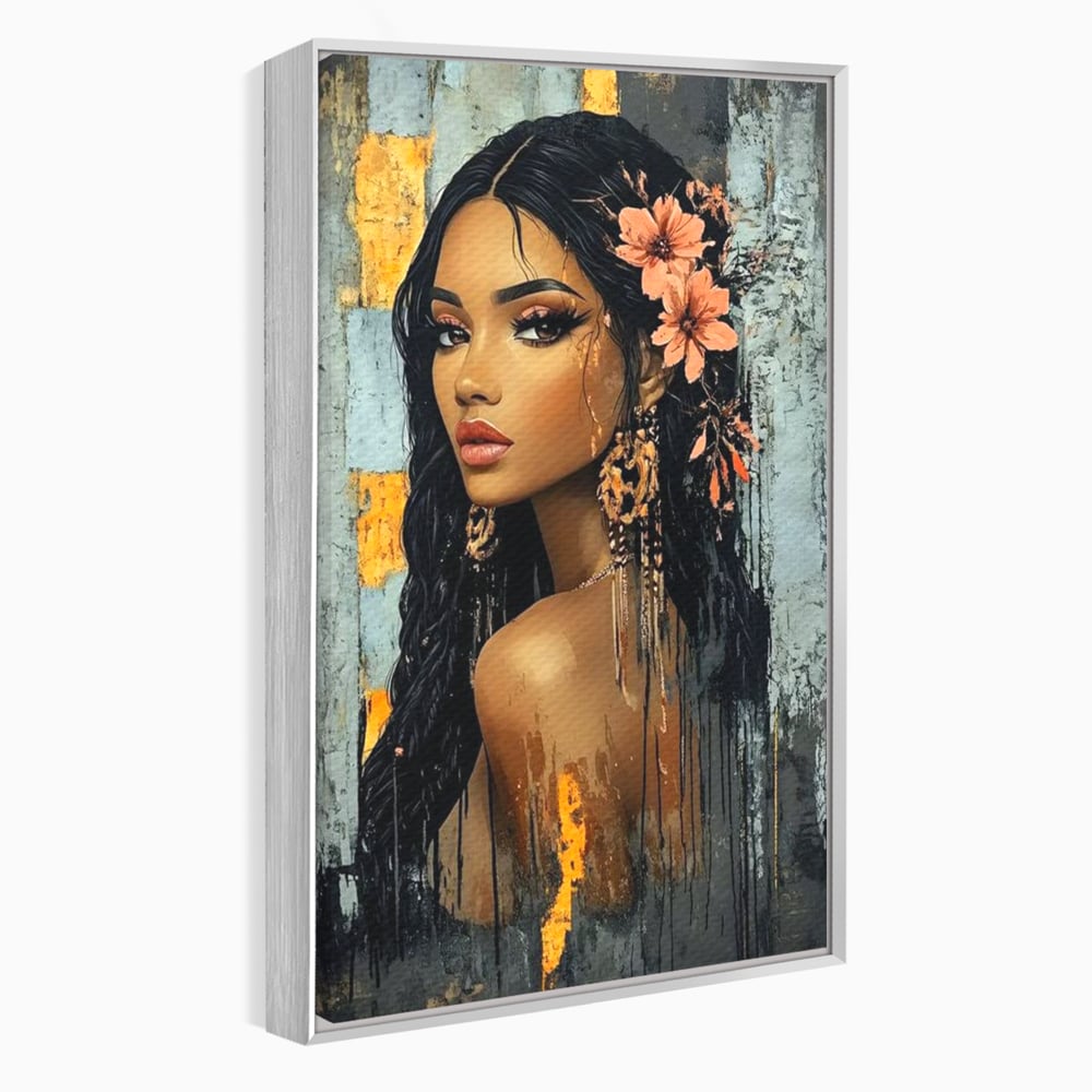 Tablou Canvas Premium, LuxCanva® G1176, Petale in Parul Noptii, Printesa, Amurg, Oriental, Privire, Rafinament, Texturat, Mister, Roz, Gri, Senzualitate, Umbra, Birou, Living, Dormitor