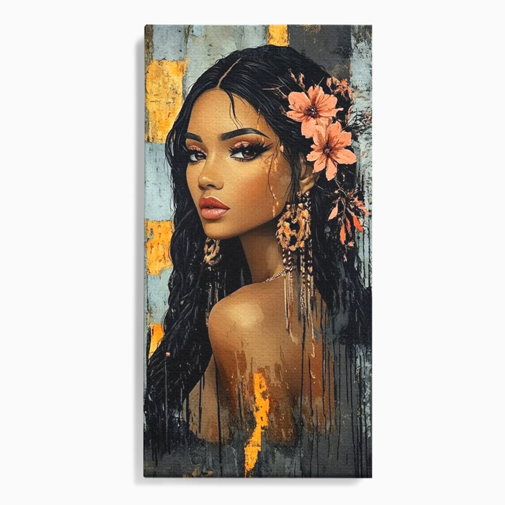 Tablou Canvas Premium, LuxCanva® G1176, Petale in Parul Noptii, Printesa, Amurg, Oriental, Privire, Rafinament, Texturat, Mister, Roz, Gri, Senzualitate, Umbra, Birou, Living, Dormitor