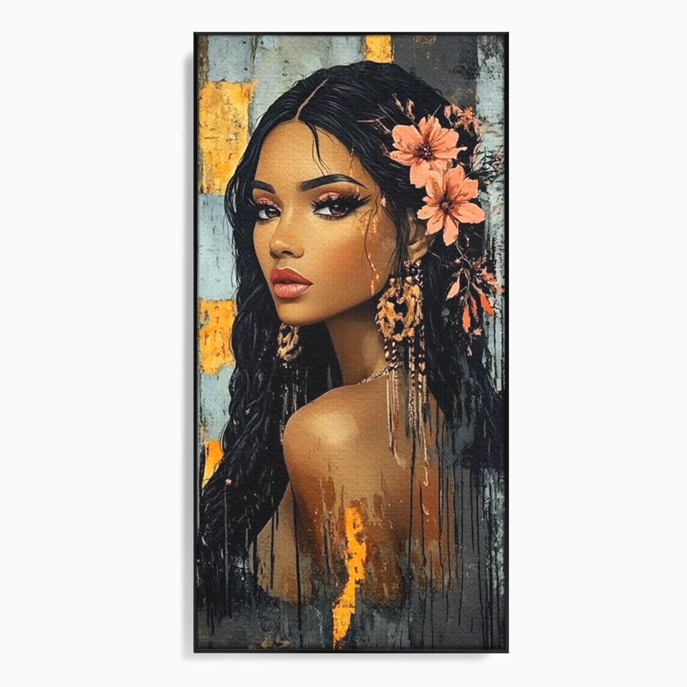Tablou Canvas Premium, LuxCanva® G1176, Petale in Parul Noptii, Printesa, Amurg, Oriental, Privire, Rafinament, Texturat, Mister, Roz, Gri, Senzualitate, Umbra, Birou, Living, Dormitor