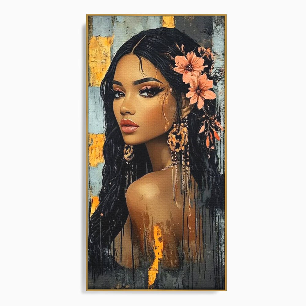 Tablou Canvas Premium, LuxCanva® G1176, Petale in Parul Noptii, Printesa, Amurg, Oriental, Privire, Rafinament, Texturat, Mister, Roz, Gri, Senzualitate, Umbra, Birou, Living, Dormitor
