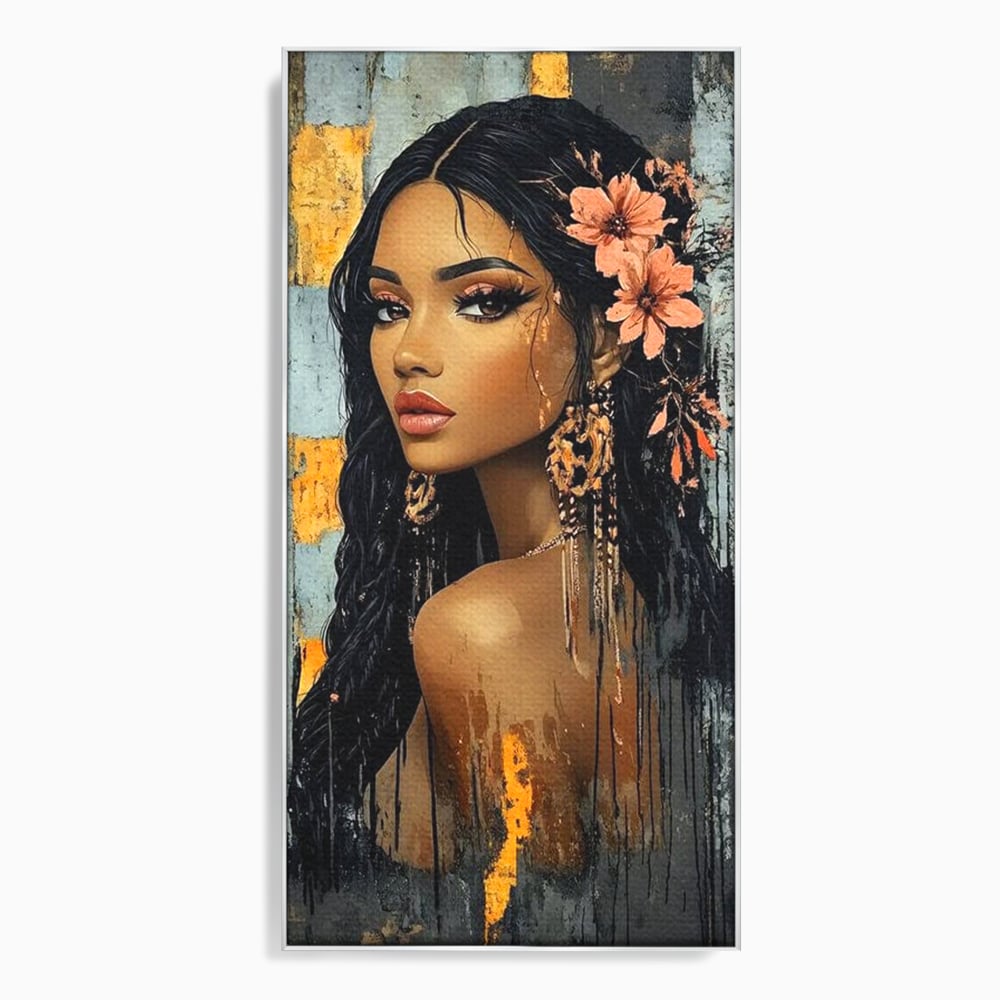 Tablou Canvas Premium, LuxCanva® G1176, Petale in Parul Noptii, Printesa, Amurg, Oriental, Privire, Rafinament, Texturat, Mister, Roz, Gri, Senzualitate, Umbra, Birou, Living, Dormitor