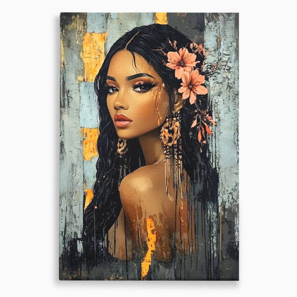 Tablou Canvas Premium, LuxCanva® G1176, Petale in Parul Noptii, Printesa, Amurg, Oriental, Privire, Rafinament, Texturat, Mister, Roz, Gri, Senzualitate, Umbra, Birou, Living, Dormitor