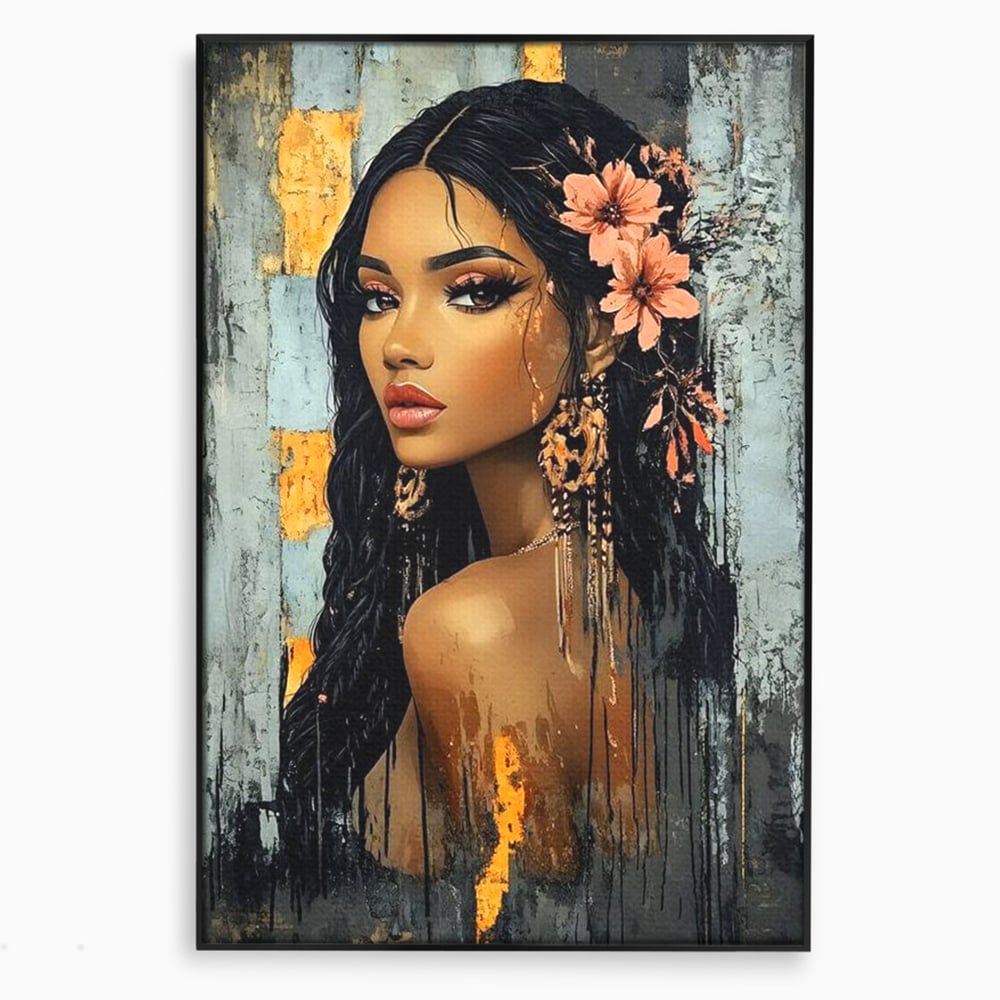 Tablou Canvas Premium, LuxCanva® G1176, Petale in Parul Noptii, Printesa, Amurg, Oriental, Privire, Rafinament, Texturat, Mister, Roz, Gri, Senzualitate, Umbra, Birou, Living, Dormitor