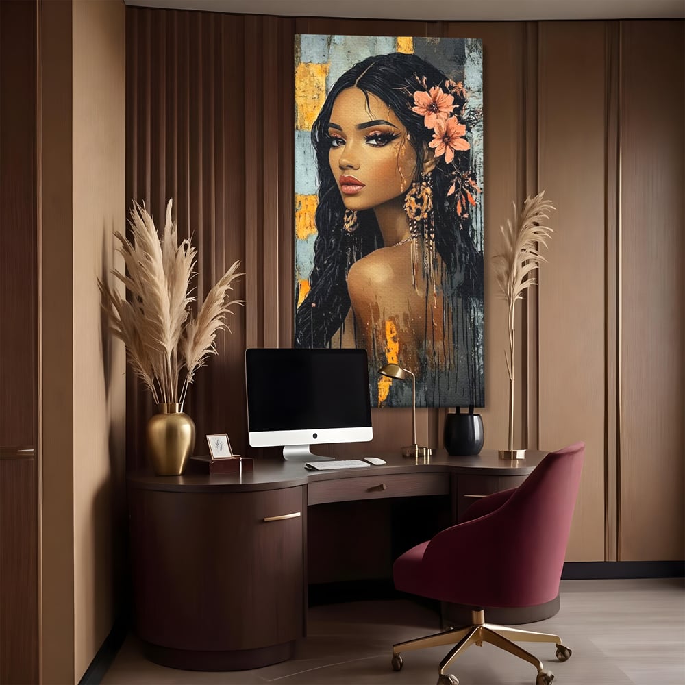 Tablou Canvas Premium, LuxCanva® G1176, Petale in Parul Noptii, Printesa, Amurg, Oriental, Privire, Rafinament, Texturat, Mister, Roz, Gri, Senzualitate, Umbra, Birou, Living, Dormitor