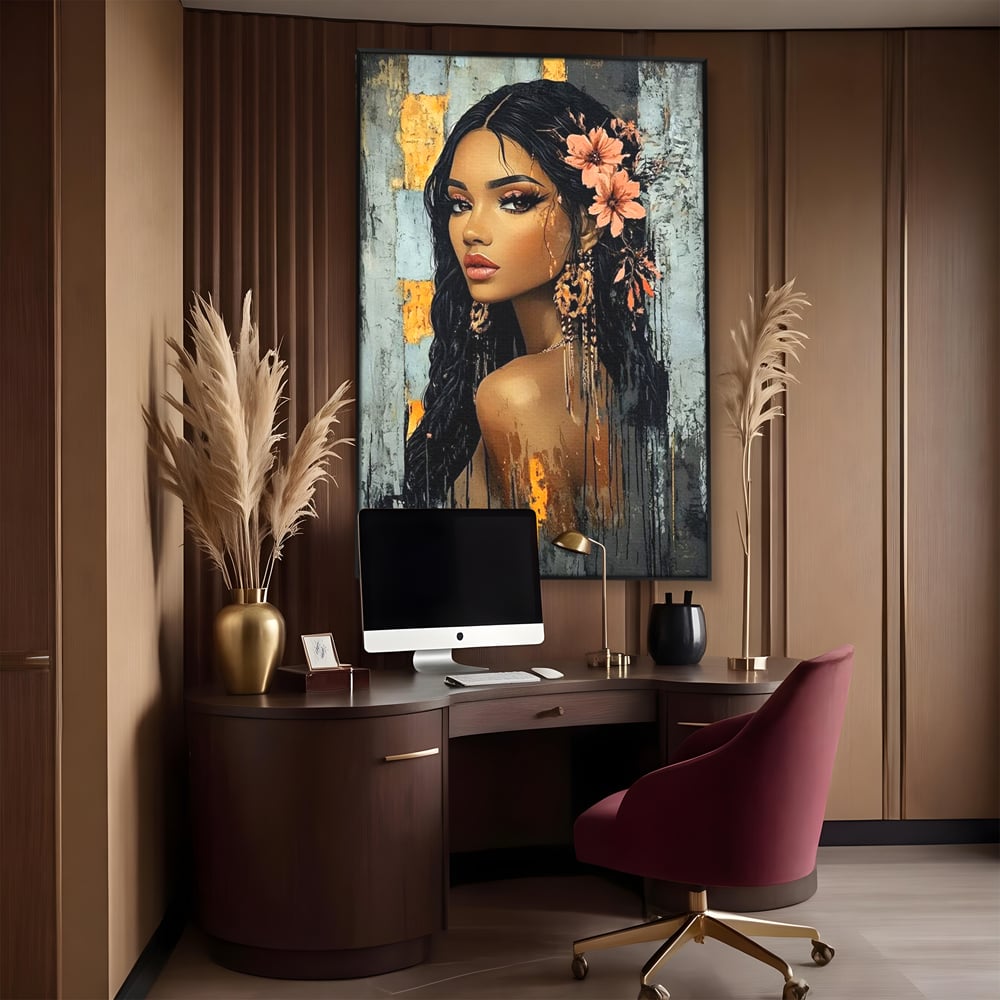 Tablou Canvas Premium, LuxCanva® G1176, Petale in Parul Noptii, Printesa, Amurg, Oriental, Privire, Rafinament, Texturat, Mister, Roz, Gri, Senzualitate, Umbra, Birou, Living, Dormitor