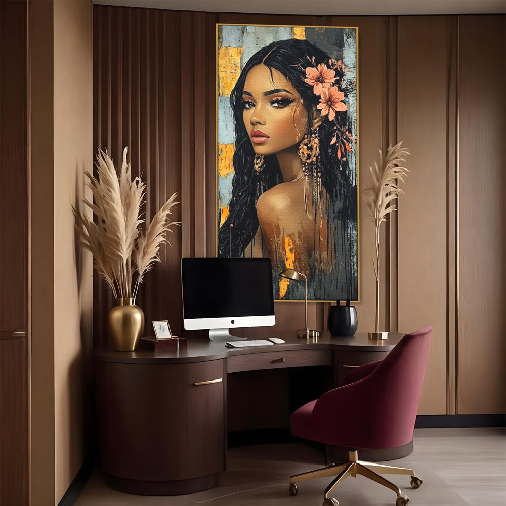 Tablou Canvas Premium, LuxCanva® G1176, Petale in Parul Noptii, Printesa, Amurg, Oriental, Privire, Rafinament, Texturat, Mister, Roz, Gri, Senzualitate, Umbra, Birou, Living, Dormitor