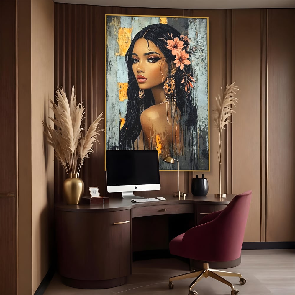 Tablou Canvas Premium, LuxCanva® G1176, Petale in Parul Noptii, Printesa, Amurg, Oriental, Privire, Rafinament, Texturat, Mister, Roz, Gri, Senzualitate, Umbra, Birou, Living, Dormitor