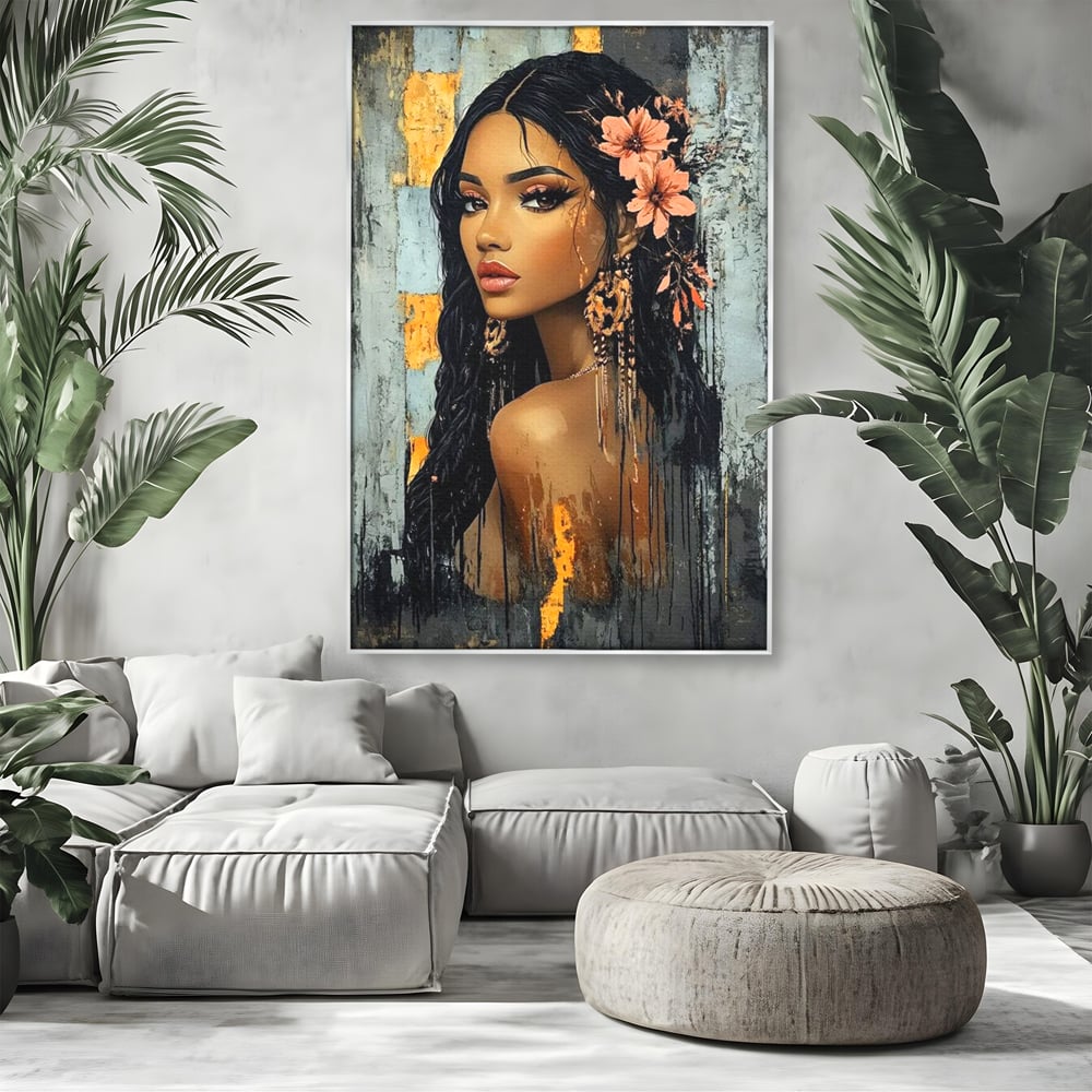 Tablou Canvas Premium, LuxCanva® G1176, Petale in Parul Noptii, Printesa, Amurg, Oriental, Privire, Rafinament, Texturat, Mister, Roz, Gri, Senzualitate, Umbra, Birou, Living, Dormitor