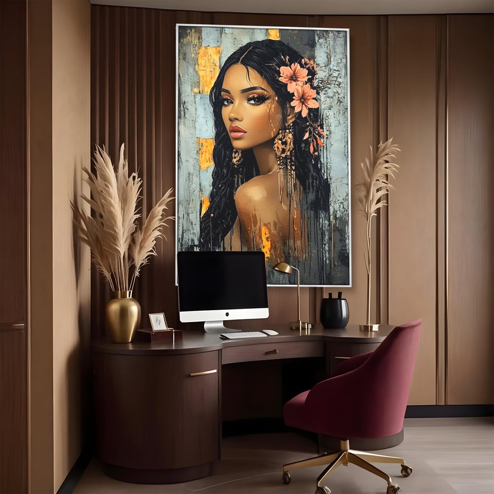 Tablou Canvas Premium, LuxCanva® G1176, Petale in Parul Noptii, Printesa, Amurg, Oriental, Privire, Rafinament, Texturat, Mister, Roz, Gri, Senzualitate, Umbra, Birou, Living, Dormitor