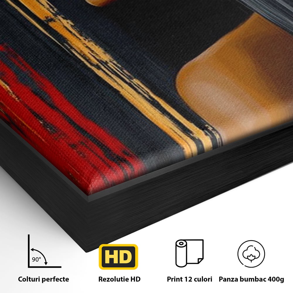 Leinwand Wandkunst Canvas Premium, LuxCanva® G1177, Stadt Spiegel, Seite, Urban, Rot, Schwarz, Gold, Mode, Podium, Podium, Dunkel, Weich, Penumbra, Glow, Tief, Büro, Wohnen, Schlafzimmer