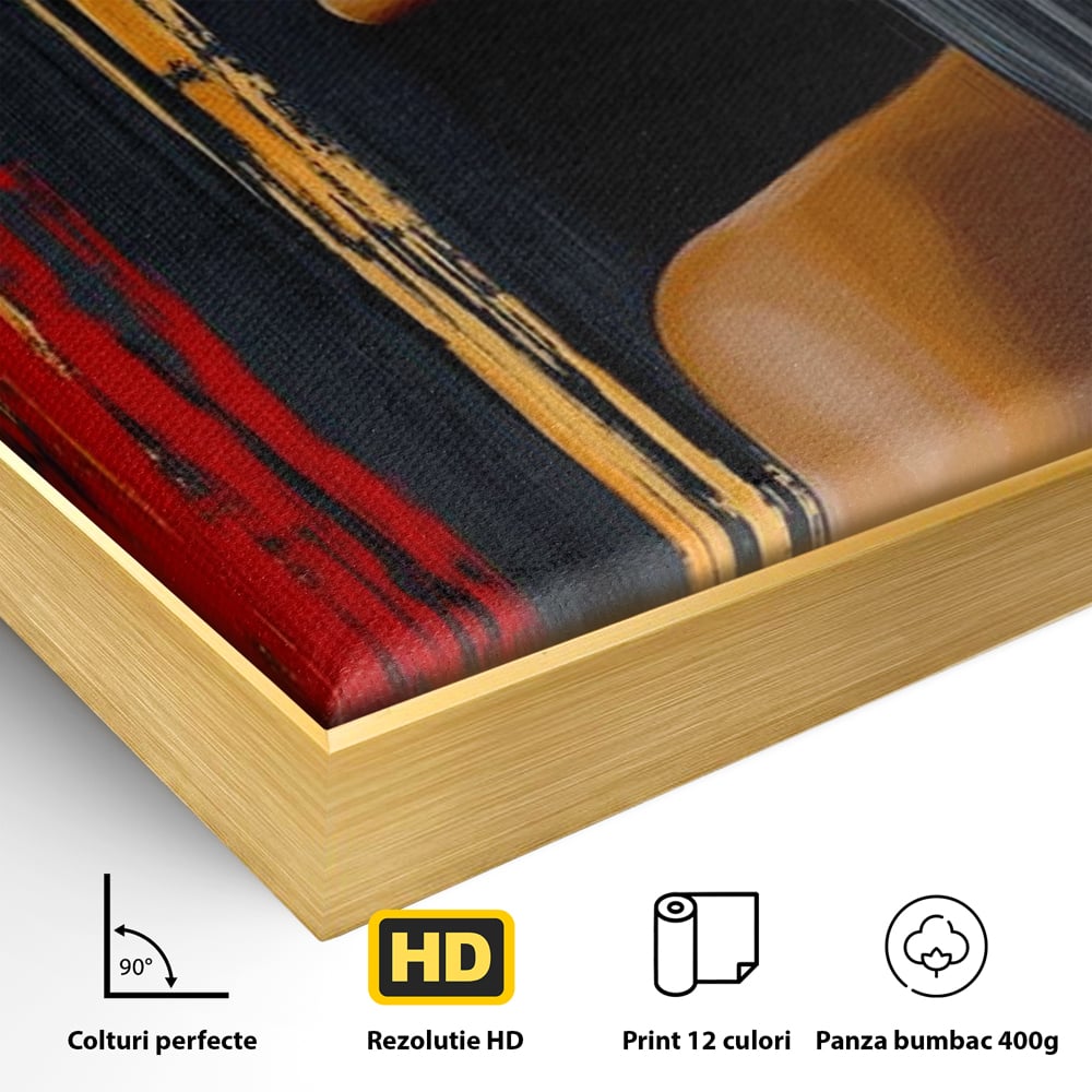 Leinwand Wandkunst Canvas Premium, LuxCanva® G1177, Stadt Spiegel, Seite, Urban, Rot, Schwarz, Gold, Mode, Podium, Podium, Dunkel, Weich, Penumbra, Glow, Tief, Büro, Wohnen, Schlafzimmer
