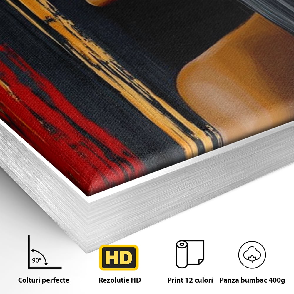 Leinwand Wandkunst Canvas Premium, LuxCanva® G1177, Stadt Spiegel, Seite, Urban, Rot, Schwarz, Gold, Mode, Podium, Podium, Dunkel, Weich, Penumbra, Glow, Tief, Büro, Wohnen, Schlafzimmer