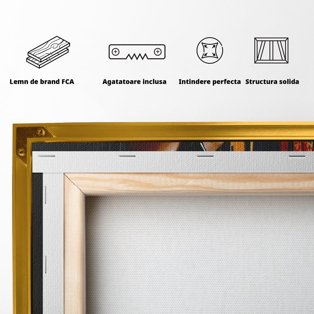 Leinwand Wandkunst Canvas Premium, LuxCanva® G1177, Stadt Spiegel, Seite, Urban, Rot, Schwarz, Gold, Mode, Podium, Podium, Dunkel, Weich, Penumbra, Glow, Tief, Büro, Wohnen, Schlafzimmer