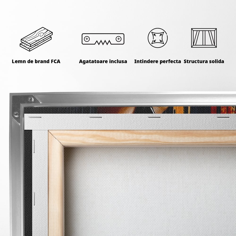 Leinwand Wandkunst Canvas Premium, LuxCanva® G1177, Stadt Spiegel, Seite, Urban, Rot, Schwarz, Gold, Mode, Podium, Podium, Dunkel, Weich, Penumbra, Glow, Tief, Büro, Wohnen, Schlafzimmer
