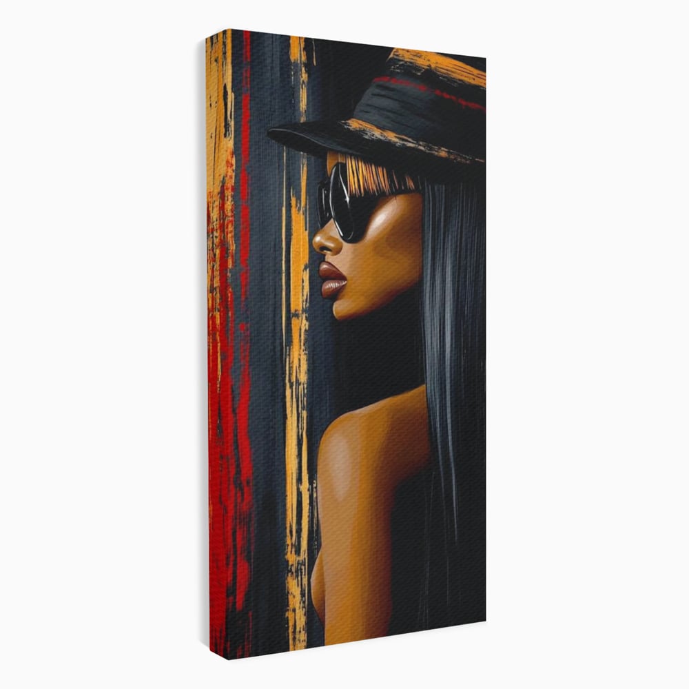Leinwand Wandkunst Canvas Premium, LuxCanva® G1177, Stadt Spiegel, Seite, Urban, Rot, Schwarz, Gold, Mode, Podium, Podium, Dunkel, Weich, Penumbra, Glow, Tief, Büro, Wohnen, Schlafzimmer
