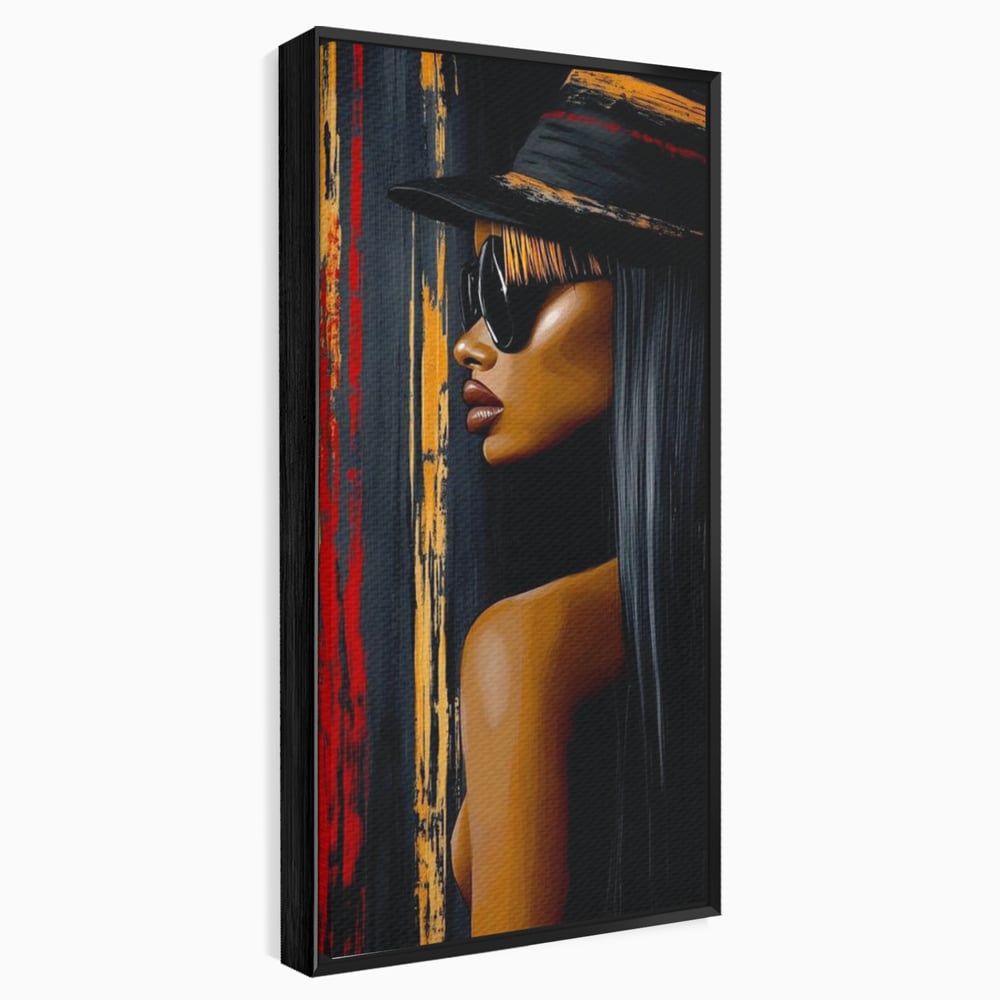 Leinwand Wandkunst Canvas Premium, LuxCanva® G1177, Stadt Spiegel, Seite, Urban, Rot, Schwarz, Gold, Mode, Podium, Podium, Dunkel, Weich, Penumbra, Glow, Tief, Büro, Wohnen, Schlafzimmer