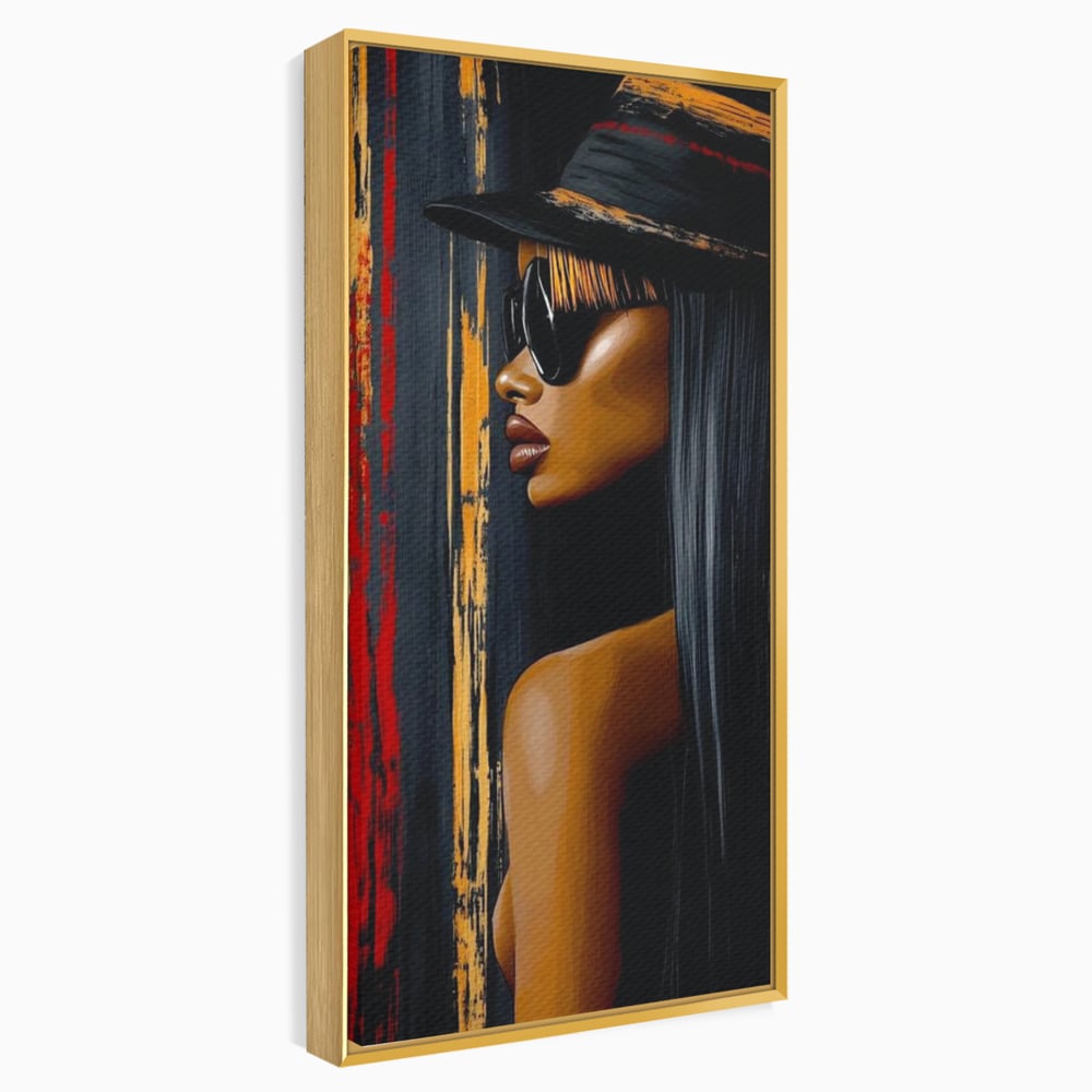 Leinwand Wandkunst Canvas Premium, LuxCanva® G1177, Stadt Spiegel, Seite, Urban, Rot, Schwarz, Gold, Mode, Podium, Podium, Dunkel, Weich, Penumbra, Glow, Tief, Büro, Wohnen, Schlafzimmer