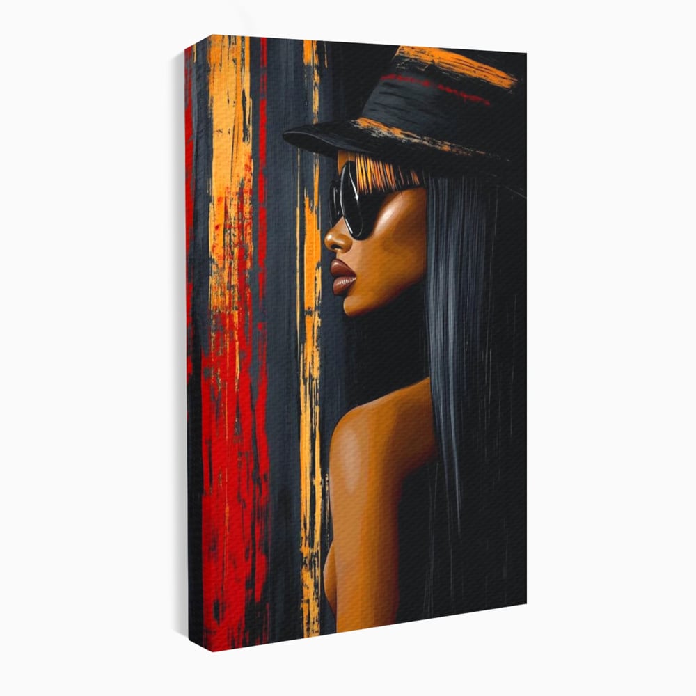 Leinwand Wandkunst Canvas Premium, LuxCanva® G1177, Stadt Spiegel, Seite, Urban, Rot, Schwarz, Gold, Mode, Podium, Podium, Dunkel, Weich, Penumbra, Glow, Tief, Büro, Wohnen, Schlafzimmer