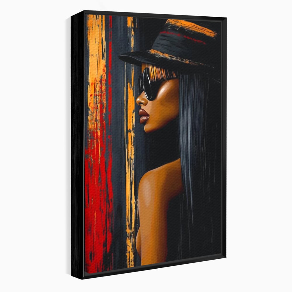 Leinwand Wandkunst Canvas Premium, LuxCanva® G1177, Stadt Spiegel, Seite, Urban, Rot, Schwarz, Gold, Mode, Podium, Podium, Dunkel, Weich, Penumbra, Glow, Tief, Büro, Wohnen, Schlafzimmer