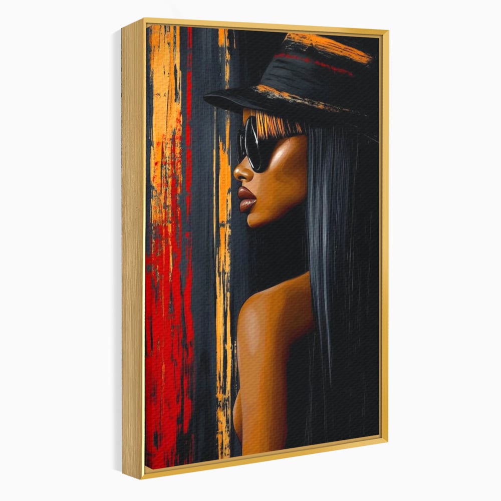 Leinwand Wandkunst Canvas Premium, LuxCanva® G1177, Stadt Spiegel, Seite, Urban, Rot, Schwarz, Gold, Mode, Podium, Podium, Dunkel, Weich, Penumbra, Glow, Tief, Büro, Wohnen, Schlafzimmer