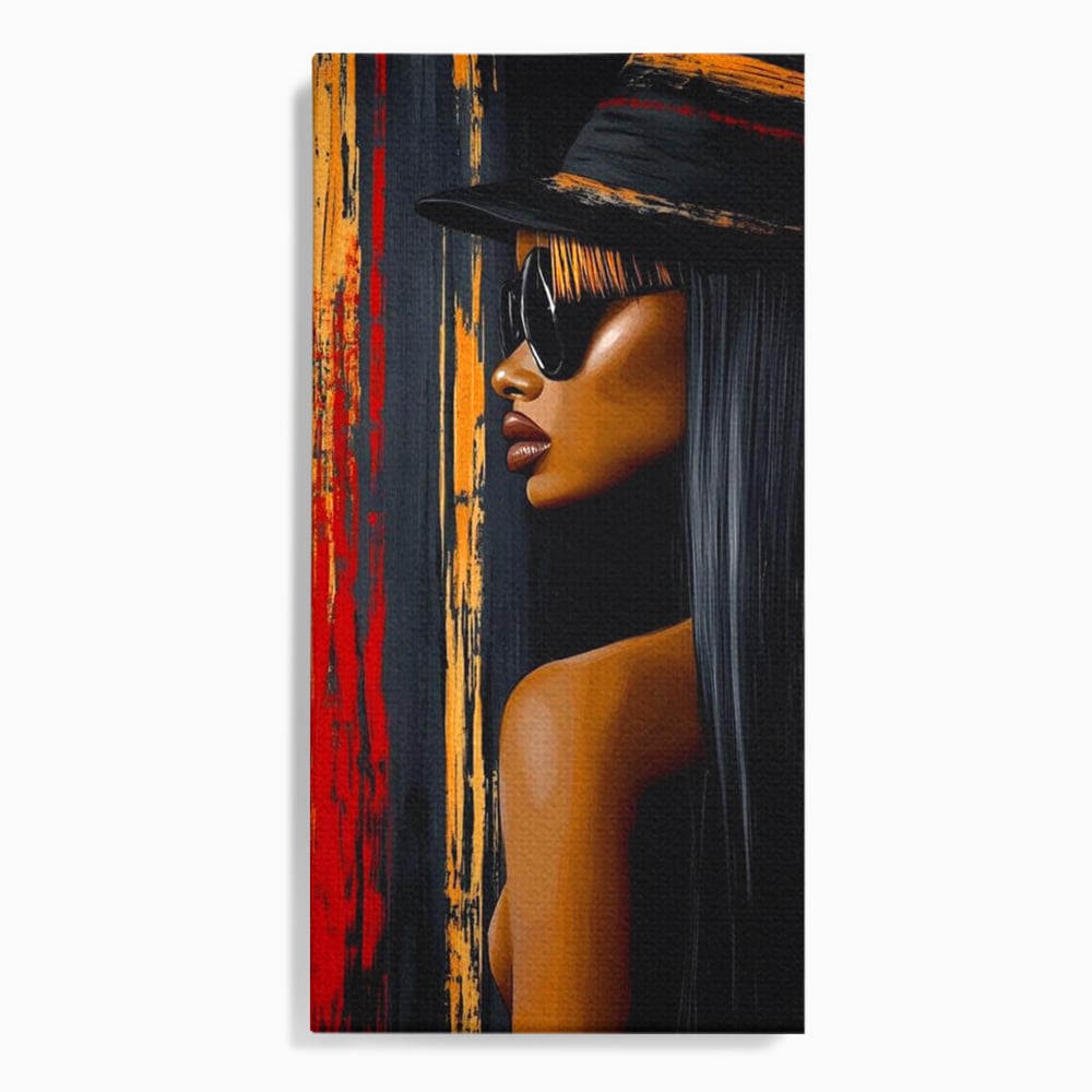Leinwand Wandkunst Canvas Premium, LuxCanva® G1177, Stadt Spiegel, Seite, Urban, Rot, Schwarz, Gold, Mode, Podium, Podium, Dunkel, Weich, Penumbra, Glow, Tief, Büro, Wohnen, Schlafzimmer