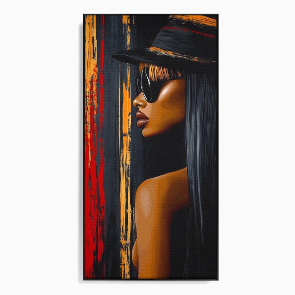 Leinwand Wandkunst Canvas Premium, LuxCanva® G1177, Stadt Spiegel, Seite, Urban, Rot, Schwarz, Gold, Mode, Podium, Podium, Dunkel, Weich, Penumbra, Glow, Tief, Büro, Wohnen, Schlafzimmer