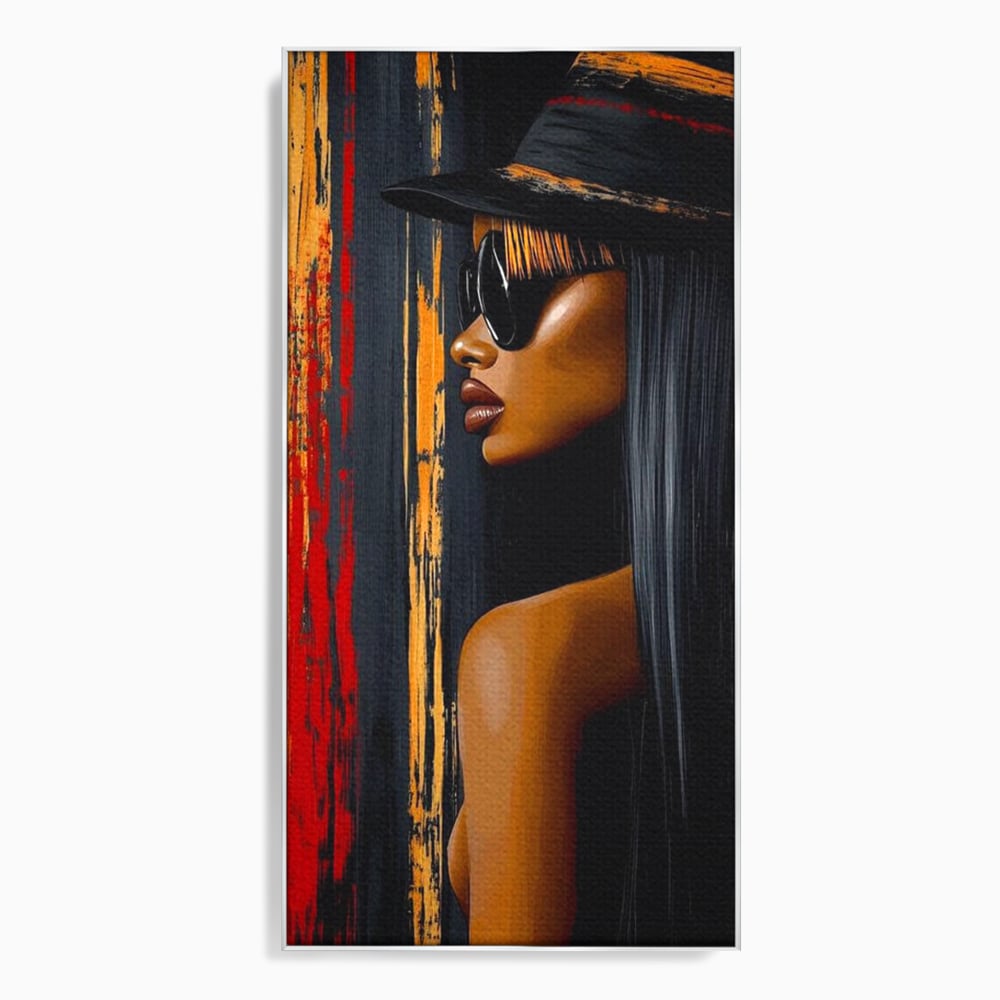 Leinwand Wandkunst Canvas Premium, LuxCanva® G1177, Stadt Spiegel, Seite, Urban, Rot, Schwarz, Gold, Mode, Podium, Podium, Dunkel, Weich, Penumbra, Glow, Tief, Büro, Wohnen, Schlafzimmer