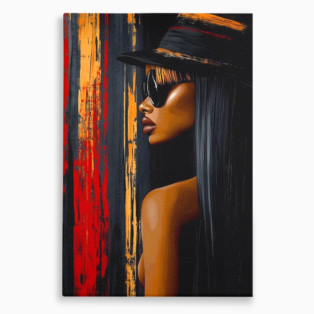 Leinwand Wandkunst Canvas Premium, LuxCanva® G1177, Stadt Spiegel, Seite, Urban, Rot, Schwarz, Gold, Mode, Podium, Podium, Dunkel, Weich, Penumbra, Glow, Tief, Büro, Wohnen, Schlafzimmer