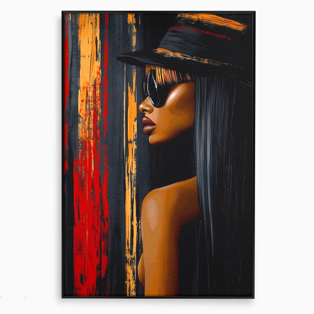 Leinwand Wandkunst Canvas Premium, LuxCanva® G1177, Stadt Spiegel, Seite, Urban, Rot, Schwarz, Gold, Mode, Podium, Podium, Dunkel, Weich, Penumbra, Glow, Tief, Büro, Wohnen, Schlafzimmer