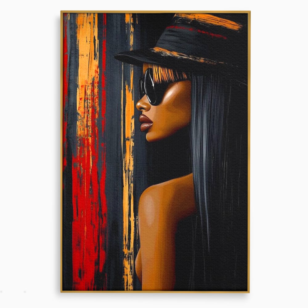 Leinwand Wandkunst Canvas Premium, LuxCanva® G1177, Stadt Spiegel, Seite, Urban, Rot, Schwarz, Gold, Mode, Podium, Podium, Dunkel, Weich, Penumbra, Glow, Tief, Büro, Wohnen, Schlafzimmer