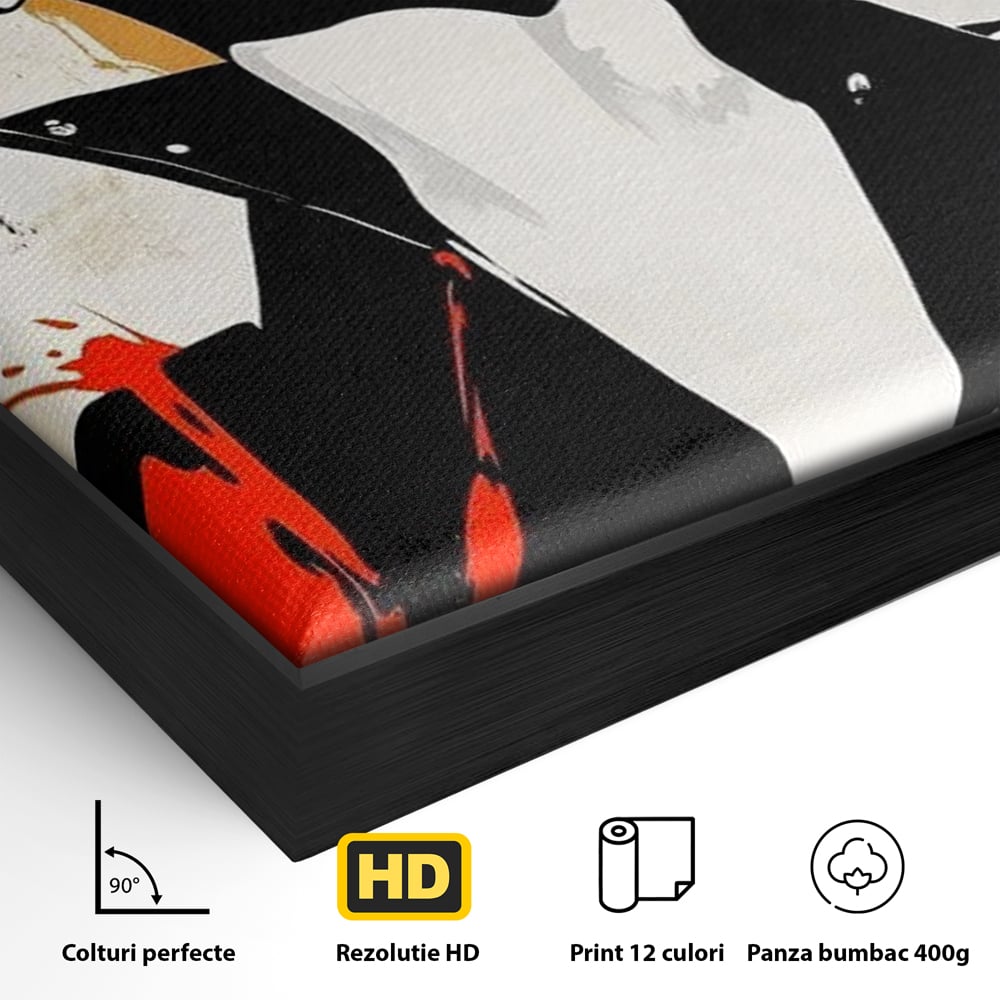 Leinwand Premium Canvas Wall Art, LuxCanva® G1178, Punk Eleganz, Lippenstift, Revolte, Chaos, Frau, Rebell, Glam, Anarchie, Pop Art, Retro, Freiheit, Nonkonformismus, Krieg, Büro, Wohnen, Schlafzimmer