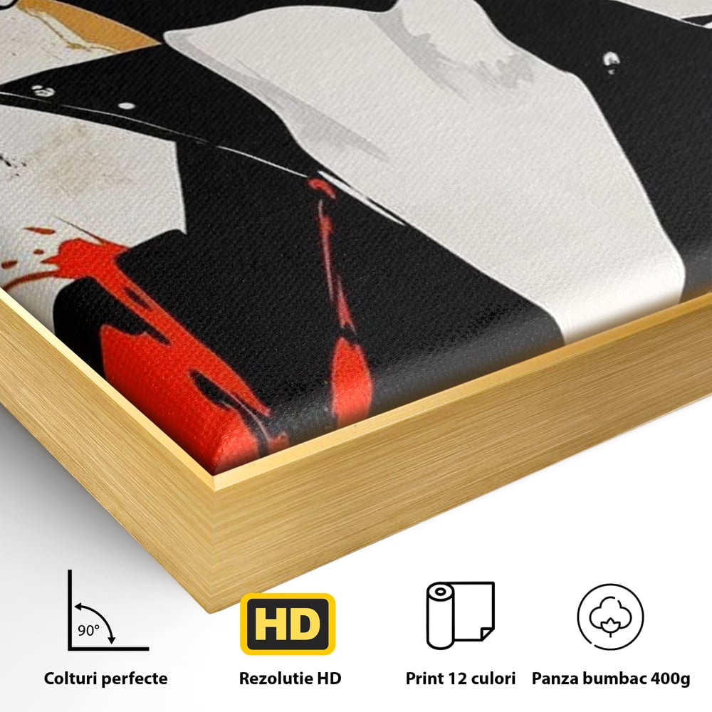Leinwand Premium Canvas Wall Art, LuxCanva® G1178, Punk Eleganz, Lippenstift, Revolte, Chaos, Frau, Rebell, Glam, Anarchie, Pop Art, Retro, Freiheit, Nonkonformismus, Krieg, Büro, Wohnen, Schlafzimmer