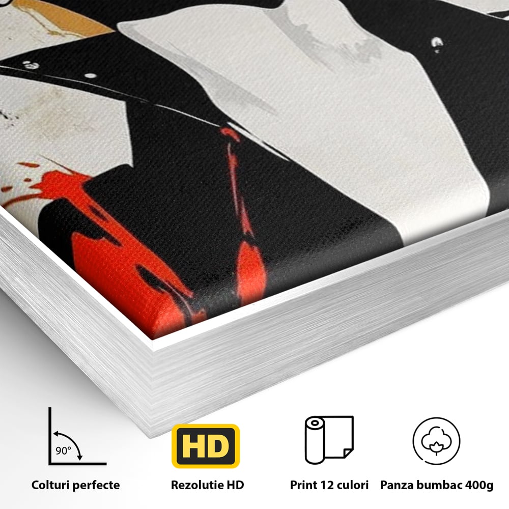 Leinwand Premium Canvas Wall Art, LuxCanva® G1178, Punk Eleganz, Lippenstift, Revolte, Chaos, Frau, Rebell, Glam, Anarchie, Pop Art, Retro, Freiheit, Nonkonformismus, Krieg, Büro, Wohnen, Schlafzimmer