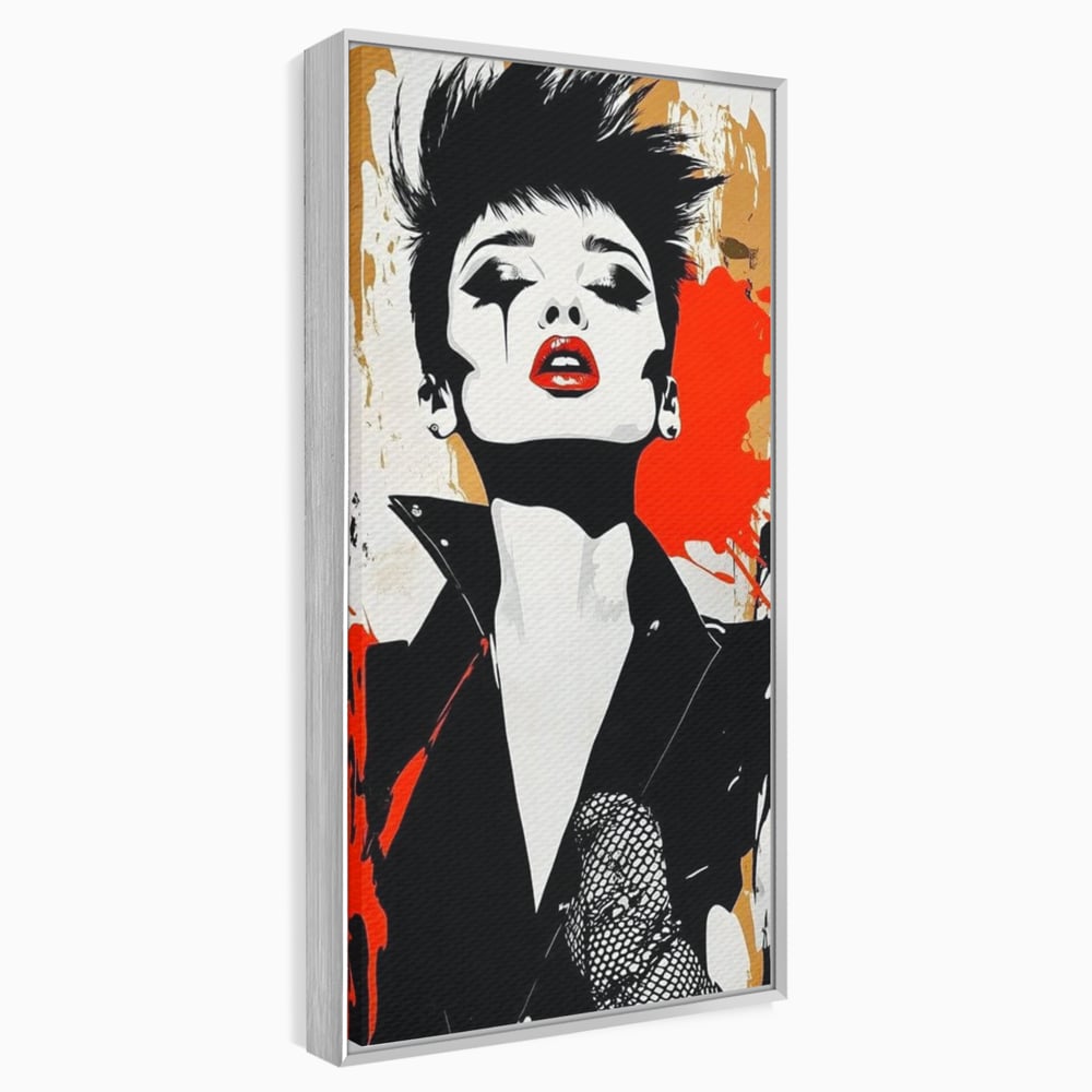 Leinwand Premium Canvas Wall Art, LuxCanva® G1178, Punk Eleganz, Lippenstift, Revolte, Chaos, Frau, Rebell, Glam, Anarchie, Pop Art, Retro, Freiheit, Nonkonformismus, Krieg, Büro, Wohnen, Schlafzimmer