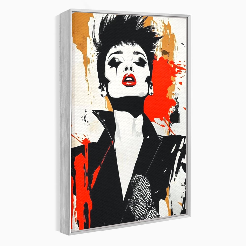 Leinwand Premium Canvas Wall Art, LuxCanva® G1178, Punk Eleganz, Lippenstift, Revolte, Chaos, Frau, Rebell, Glam, Anarchie, Pop Art, Retro, Freiheit, Nonkonformismus, Krieg, Büro, Wohnen, Schlafzimmer