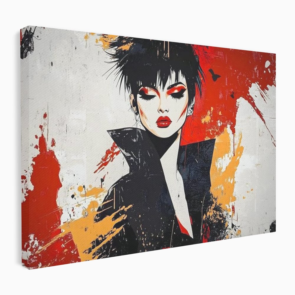 Tablou Canvas Premium, LuxCanva® G1179, Razboinica Glam,  Queen, Punk, Eleganta, Stil, Vestimentatie, Cartier, Club, Show, Muzica, Adrenalina, Umbre, Buze, Birou, Living, Dormitor