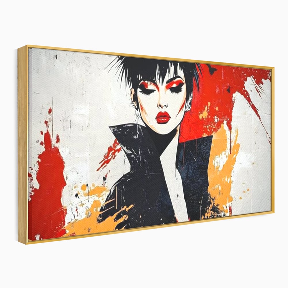 Tablou Canvas Premium, LuxCanva® G1179, Razboinica Glam,  Queen, Punk, Eleganta, Stil, Vestimentatie, Cartier, Club, Show, Muzica, Adrenalina, Umbre, Buze, Birou, Living, Dormitor